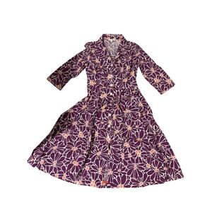 Boden Riveria floral purple button up dress sz 10L